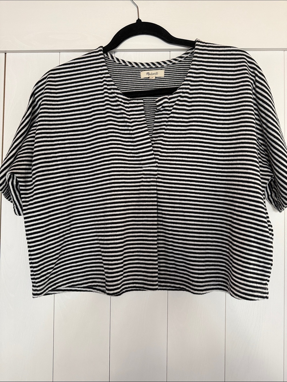 Madewell Black & White Striped Crop Top